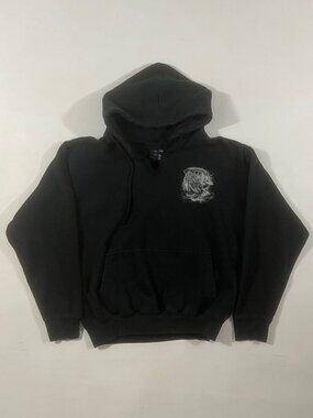 Y2K Style "The Face of Love" Jesus Praying Hands Graphic Hoodie Black M